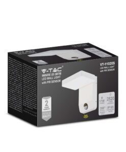 LED Επιτοίχιο Φωτιστικό Εξωτερικού Χώρου Περιστρεφόμενο Λευκό με Ανιχνευτή Κίνησης 17W IP65 Θερμό 3000K V-TAC – 2946