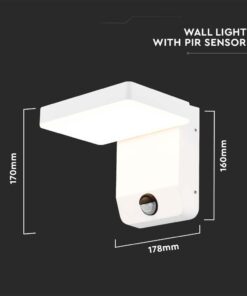 LED Επιτοίχιο Φωτιστικό Εξωτερικού Χώρου Περιστρεφόμενο Λευκό με Ανιχνευτή Κίνησης 17W IP65 Θερμό 3000K V-TAC – 2946