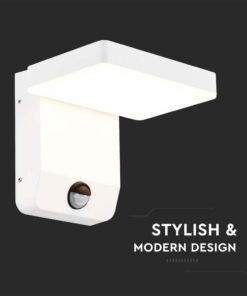 LED Επιτοίχιο Φωτιστικό Εξωτερικού Χώρου Περιστρεφόμενο Λευκό με Ανιχνευτή Κίνησης 17W IP65 Θερμό 3000K V-TAC – 2946