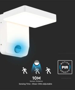 LED Επιτοίχιο Φωτιστικό Εξωτερικού Χώρου Περιστρεφόμενο Λευκό με Ανιχνευτή Κίνησης 17W IP65 Θερμό 3000K V-TAC – 2946