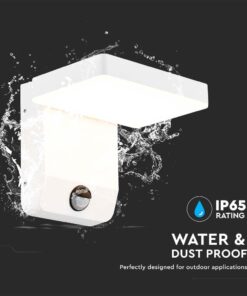 LED Επιτοίχιο Φωτιστικό Εξωτερικού Χώρου Περιστρεφόμενο Λευκό με Ανιχνευτή Κίνησης 17W IP65 Θερμό 3000K V-TAC – 2946
