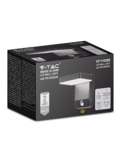 LED Επιτοίχιο Φωτιστικό Εξωτερικού Χώρου Περιστρεφόμενο Μαύρο με Ανιχνευτή Κίνησης 17W IP65 Φυσικό 4000K V-TAC – 2949