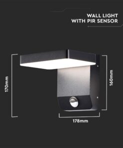 LED Επιτοίχιο Φωτιστικό Εξωτερικού Χώρου Περιστρεφόμενο Μαύρο με Ανιχνευτή Κίνησης 17W IP65 Φυσικό 4000K V-TAC – 2949