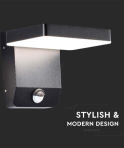 LED Επιτοίχιο Φωτιστικό Εξωτερικού Χώρου Περιστρεφόμενο Μαύρο με Ανιχνευτή Κίνησης 17W IP65 Φυσικό 4000K V-TAC – 2949