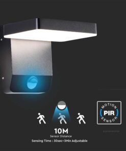 LED Επιτοίχιο Φωτιστικό Εξωτερικού Χώρου Περιστρεφόμενο Μαύρο με Ανιχνευτή Κίνησης 17W IP65 Φυσικό 4000K V-TAC – 2949