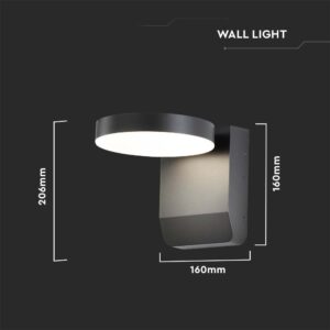 LED Επιτοίχιο Φωτιστικό Εξωτερικού Χώρου Περιστρεφόμενο Μαύρο 17W IP65 Θερμό 3000K V-TAC – 2952