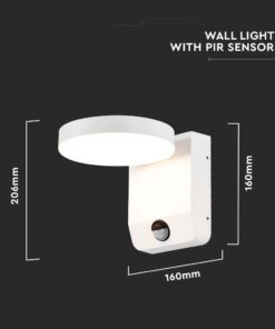 LED Επιτοίχιο Φωτιστικό Εξωτερικού Χώρου Περιστρεφόμενο Λευκό με Ανιχνευτή Κίνησης 17W IP65 Θερμό 3000K V-TAC – 2954