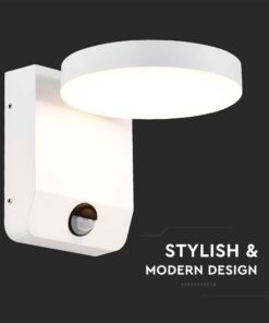 LED Επιτοίχιο Φωτιστικό Εξωτερικού Χώρου Περιστρεφόμενο Λευκό με Ανιχνευτή Κίνησης 17W IP65 Θερμό 3000K V-TAC – 2954