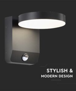 LED Επιτοίχιο Φωτιστικό Εξωτερικού Χώρου Περιστρεφόμενο Μαύρο με Ανιχνευτή Κίνησης 17W IP65 Φυσικό 4000K V-TAC – 2957