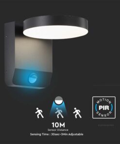 LED Επιτοίχιο Φωτιστικό Εξωτερικού Χώρου Περιστρεφόμενο Μαύρο με Ανιχνευτή Κίνησης 17W IP65 Φυσικό 4000K V-TAC – 2957