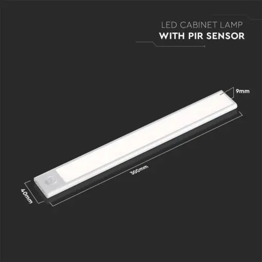 LED Φωτιστικό Πάγκου-Ντουλάπας 1.5W Λευκό με Ανιχνευτή Κίνησης 4000Κ Φυσικό V-TAC – 2958