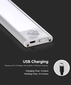 LED Φωτιστικό Πάγκου-Ντουλάπας 1.5W Λευκό με Ανιχνευτή Κίνησης 4000Κ Φυσικό V-TAC – 2958