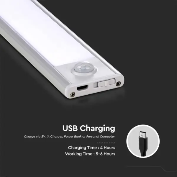 LED Φωτιστικό Πάγκου-Ντουλάπας 1.5W Λευκό με Ανιχνευτή Κίνησης 4000Κ Φυσικό V-TAC – 2958
