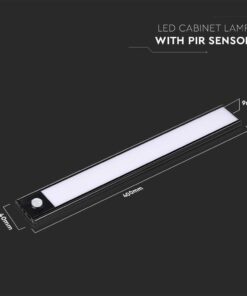 Επαναφορτιζόμενο Φωτιστικό Ντουλάπας LED με Αισθητήρα Κίνησης 2W 40cm Φυσικό 4000Κ Μαύρο Σώμα V-TAC – 2963