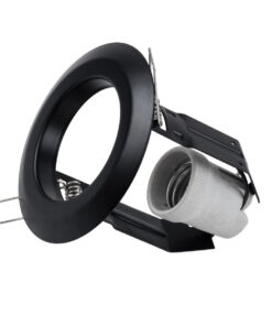 GloboStar® ACIDA 77845 Χωνευτή Στρογγυλή Μεταλλική Βάση Μπετού για Λάμπα R63 με Ντουί E27 AC 220-240V IP20 Φ11 x Υ11cm – Μαύρη – 5 Years Warranty