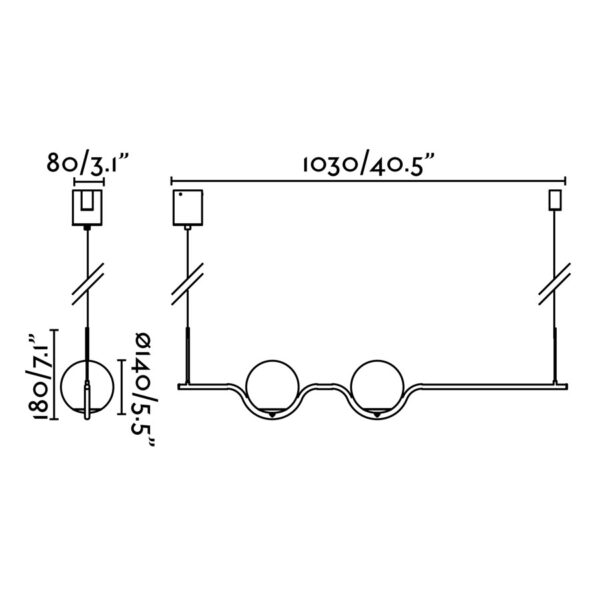 LE VITA Κρεμαστό Φωτιστικό Ράγα Χρυσό LED 13W 2700K FARO – 29691