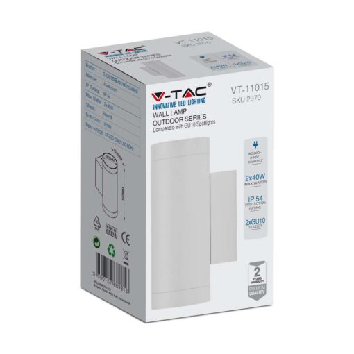 Επιτοίχιο Φωτιστικό Σποτ Up-Down GU10 Λευκό V-TAC – 2970