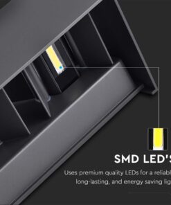 LED απλίκα 24W ορθογώνια με μαύρο σώμα 4000K φυσικό λευκό IP65 V-TAC – 2978