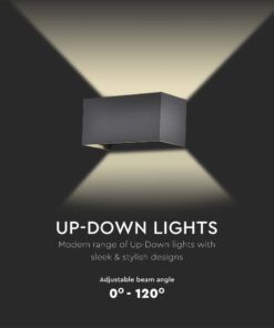 LED απλίκα 24W ορθογώνια με μαύρο σώμα 4000K φυσικό λευκό IP65 V-TAC – 2978