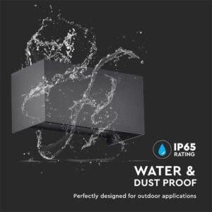 LED απλίκα 24W ορθογώνια με μαύρο σώμα 4000K φυσικό λευκό IP65 V-TAC – 2978