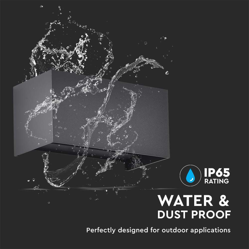 LED απλίκα 24W ορθογώνια με μαύρο σώμα 4000K φυσικό λευκό IP65 V-TAC – 2978