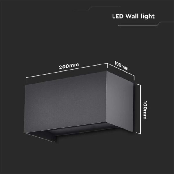 LED απλίκα 24W ορθογώνια με μαύρο σώμα 4000K φυσικό λευκό IP65 V-TAC – 2978
