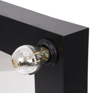 GloboStar® MAKEUP MIRROR-80×80-5 Μοντέρνος Καθρέπτης Μακιγιάζ με Πλαίσιο Φυσικού Ξύλου με Διακόπτη On/Off 12 x E27 AC220-240V – Μ80 x Π7 x Υ80cm – Μαύρος Έβενος