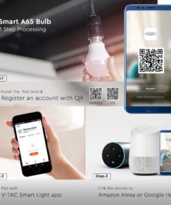 Wi-Fi Smart Λάμπα LED 14W E27 A65 V-TAC 200° 1400lm RGB+2700K-6500K – 2999