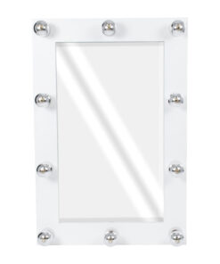 GloboStar® MAKEUP MIRROR-60×90-4 Μοντέρνος Καθρέπτης Μακιγιάζ με Πλαίσιο Φυσικού Ξύλου με Διακόπτη On/Off 10 x E27 AC220-240V – Μ60 x Π7 x Υ90cm – Λευκή Λάκα