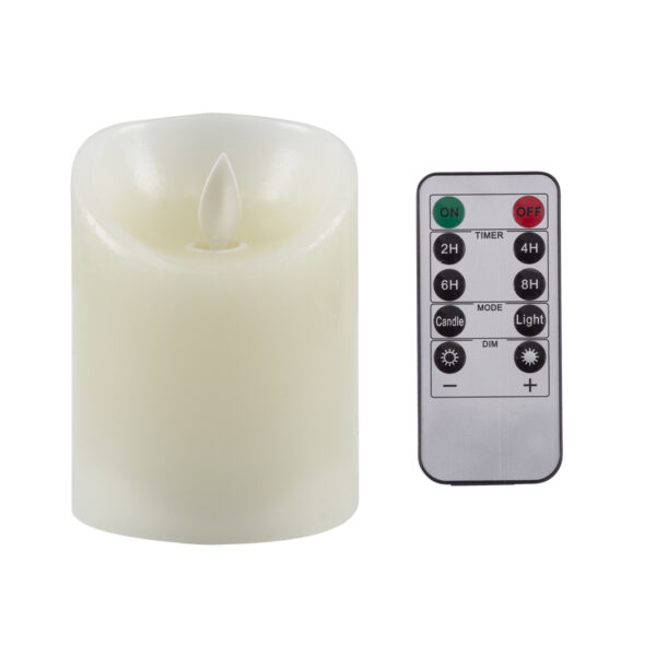 GloboStar® CANDLE 76492 Διακοσμητικό Realistic Κερί με LED Εφέ Κινούμενης Φλόγας – Μπαταρίας 2 x AA (Δεν Συμπεριλαμβάνονται) & Ασύρματο Χειριστήριο IR Θερμό Λευκό 2700K Dimmable Λευκό Φ19 x Υ24cm
