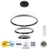 GloboStar® DIAMOND TRIO 61136 Κρεμαστό Φωτιστικό Δαχτυλίδι-Κύκλος LED CCT 100W 12123lm 360° AC 220-240V – Εναλλαγή Φωτισμού μέσω Τηλεχειριστηρίου All In One Ψυχρό 6000k+Φυσικό 4500k+Θερμό 2700k Dimmable Φ25+40+60cm – Μαύρο – 3 Years Warranty