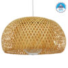 GloboStar® SAN TROPEZ 01626 Vintage Κρεμαστό Φωτιστικό Οροφής Μονόφωτο 1 x E27 Καφέ Ξύλινο Bamboo Φ38 x Υ22cm
