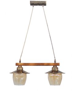 Κρεμαστό φωτιστικό με γυαλιά μελί R-98CABLE RAGA 2/L BRONZE Heronia – 30-0068
