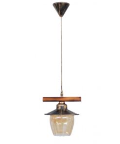 Κρεμαστό φωτιστικό με γυαλί μελί R-98CABLE 1L BRONZE Heronia – 30-0071