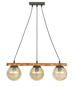 Κρεμαστό φωτιστικό με γυαλιά μελί R-600 CABLE RAGA 3/L WOOD Heronia – 30-0073