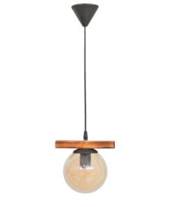 Κρεμαστό φωτιστικό με γυαλί μελί R-600CABLE 1L WOOD Heronia – 30-0075