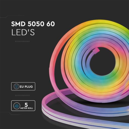 Wi-Fi Smart 5M Neon Flex Kit 36W V-TAC Πολύχρωμη RGB Dimmable IP68 – 3005