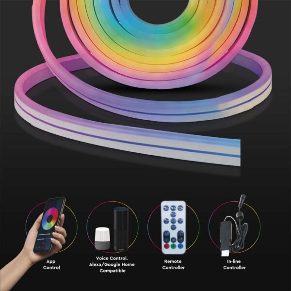 Wi-Fi Smart 5M Neon Flex Kit 36W V-TAC Πολύχρωμη RGB Dimmable IP68 – 3005