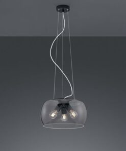 Κρεμαστό Πολύφωτο Ανθρακί με Φιμέ Γυαλί VALENTE 3xE27 Trio Lighting – 300600342