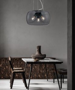 Κρεμαστό Πολύφωτο Ανθρακί με Φιμέ Γυαλί VALENTE 3xE27 Trio Lighting – 300600342