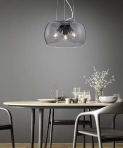 Κρεμαστό Πολύφωτο Ανθρακί με Φιμέ Γυαλί VALENTE 3xE27 Trio Lighting – 300600342