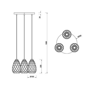 Κρεμαστό Φωτιστικό Trio Lighting   E27 Ανθρακί Μεταλλικό    301300342