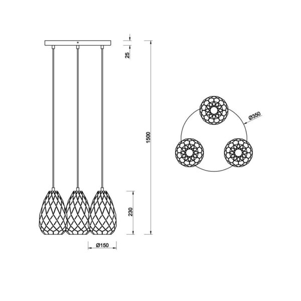 Κρεμαστό Φωτιστικό Trio Lighting   E27 Ανθρακί Μεταλλικό    301300342