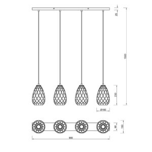 Κρεμαστό Φωτιστικό Trio Lighting   E27 Ανθρακί Μεταλλικό    301300442