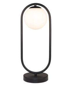 InLight Επιτραπέζιο φωτιστικό σε μαύρη απόχρωση και λευκή οπαλίνα 1XG9 D:40cm (3016-BL)