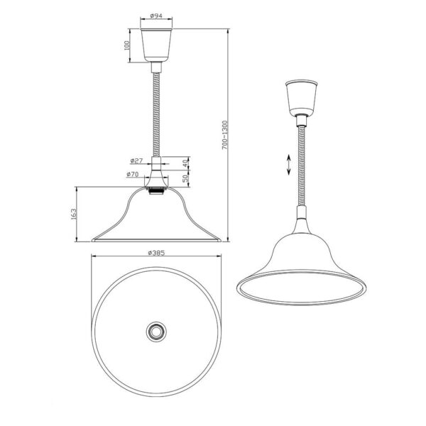 Κρεμαστό Φωτιστικό Trio Lighting   E27 Ορείχαλκος Ματ Μεταλλικό    301700108