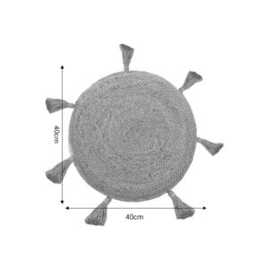 Πουφ Elefon Inart φυσικό-εκρού ύφασμα Φ40×7.5εκ 302-000004