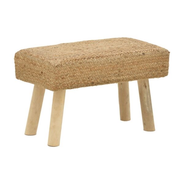 Stool Iolion Inart natural wood-jute 60x30x40cm 302-000021