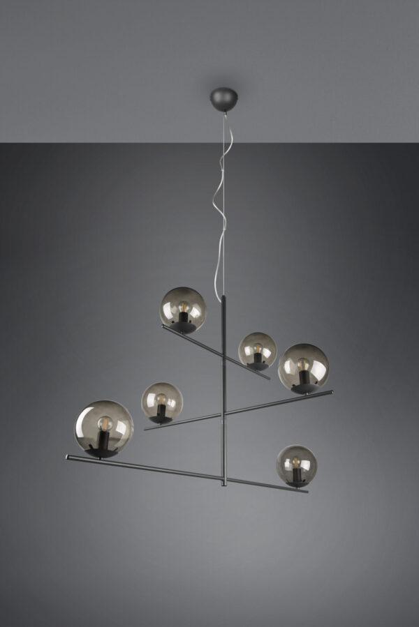 Κρεμαστό Φωτιστικό Trio Lighting PURE  6x E14 Ανθρακί Μεταλλικό   – 302000642