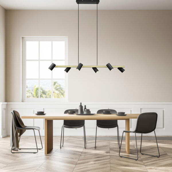 Κρεμαστό Φωτιστικό Trio Lighting MARLEY  6x GU10 Schwarz-Gold Μεταλλικό   – 302400680